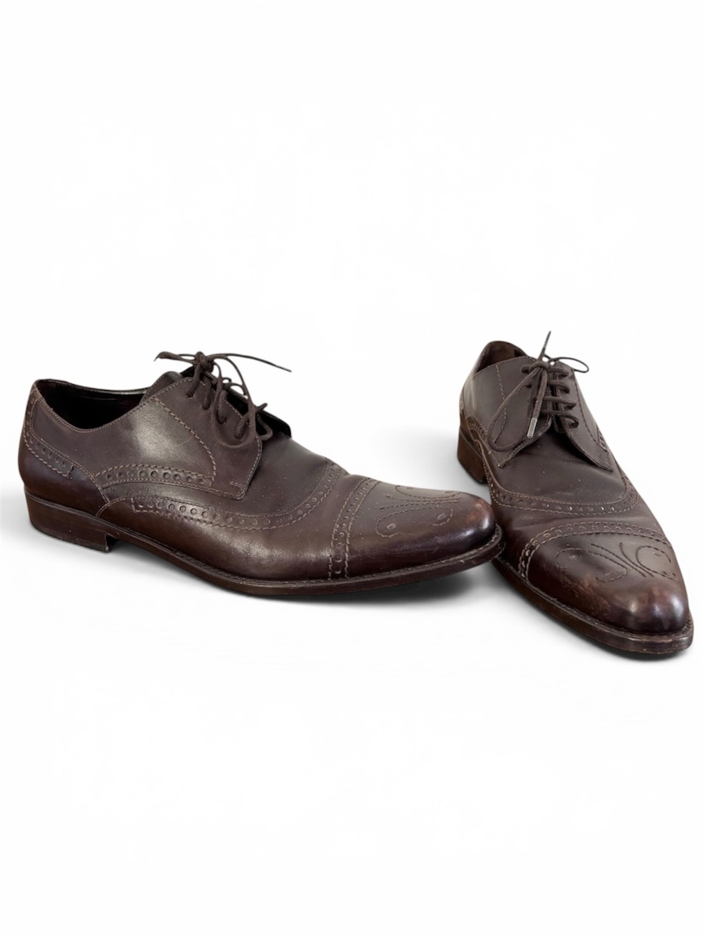 Dolce & Gabbana Dark Brown Leather Wingtip Derbys Oxfords